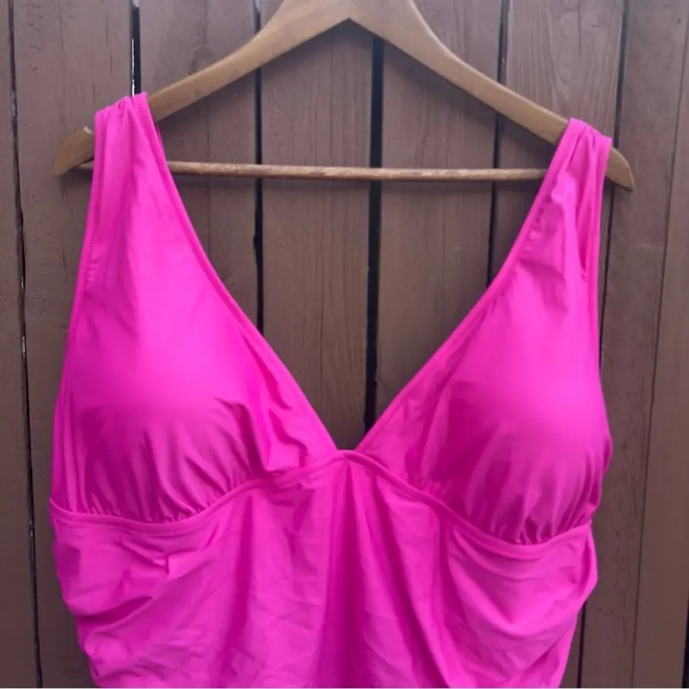 J. Crew | NWT Size 24 Ruched V Neck One Piece Fuchsia Bathing Suit Style BC116